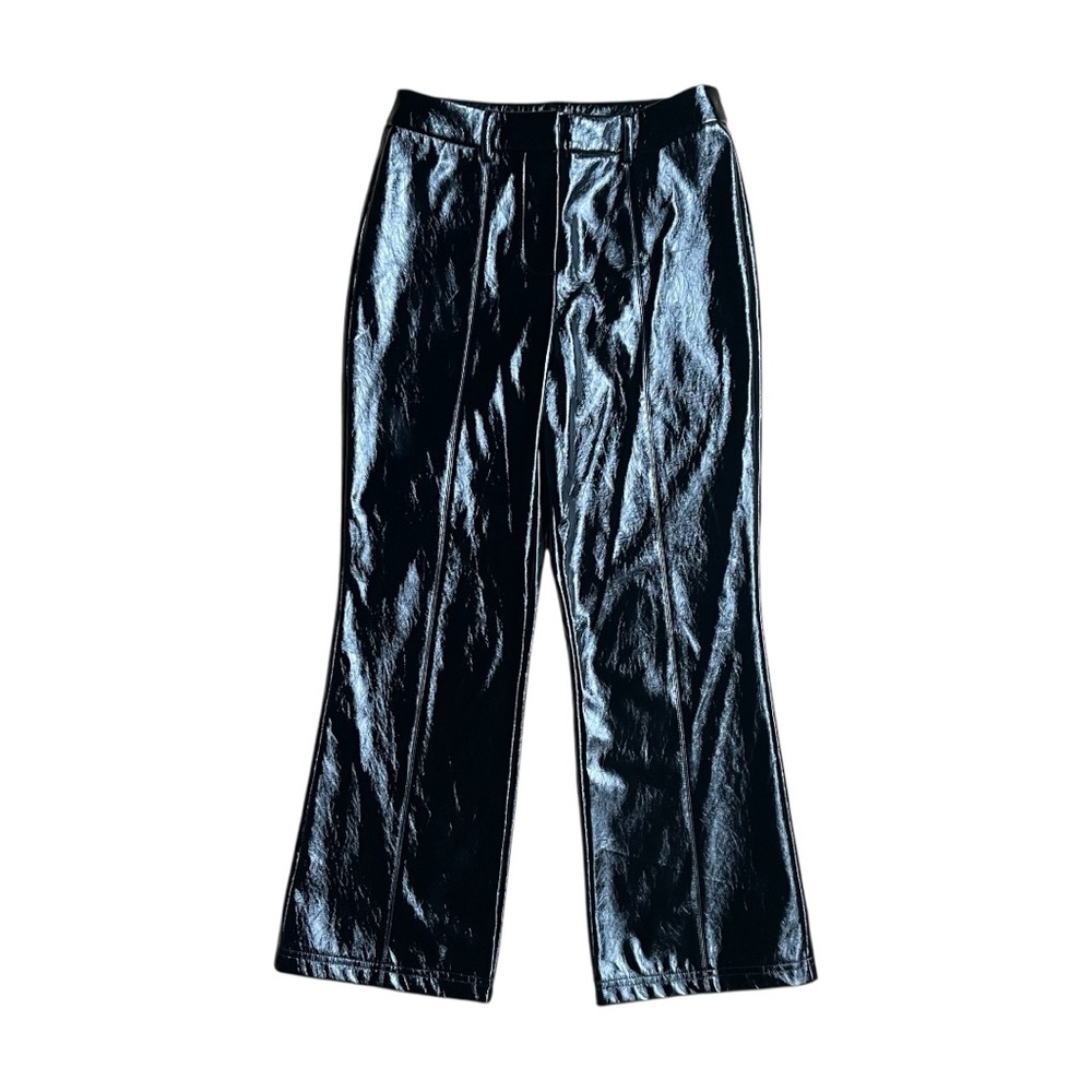 7 For All‎ Mankind Faux Leather Wide Leg Trouser Pants Women's Medium Black